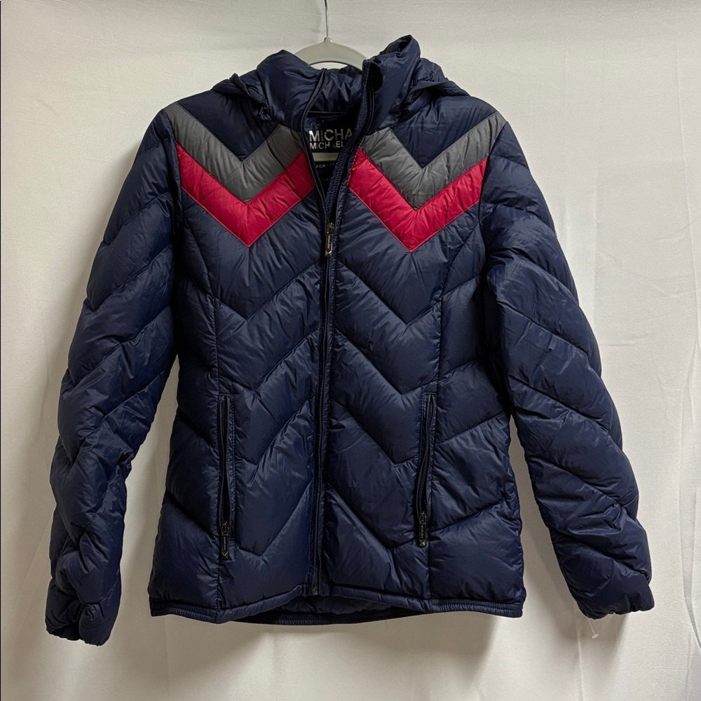 Michael Kors Packable Down Fill Puffer Jacket Blue Size Medium